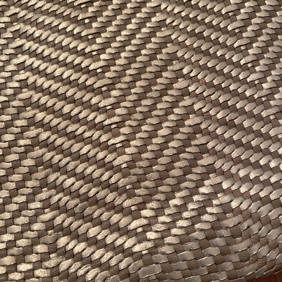 Allan K Leather Woven Metallic Bag WIth Tassel - Picture 10 of 11
